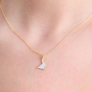 Goose Necklace: 925 Sterling Silver Pendant, Gold Plated Charm