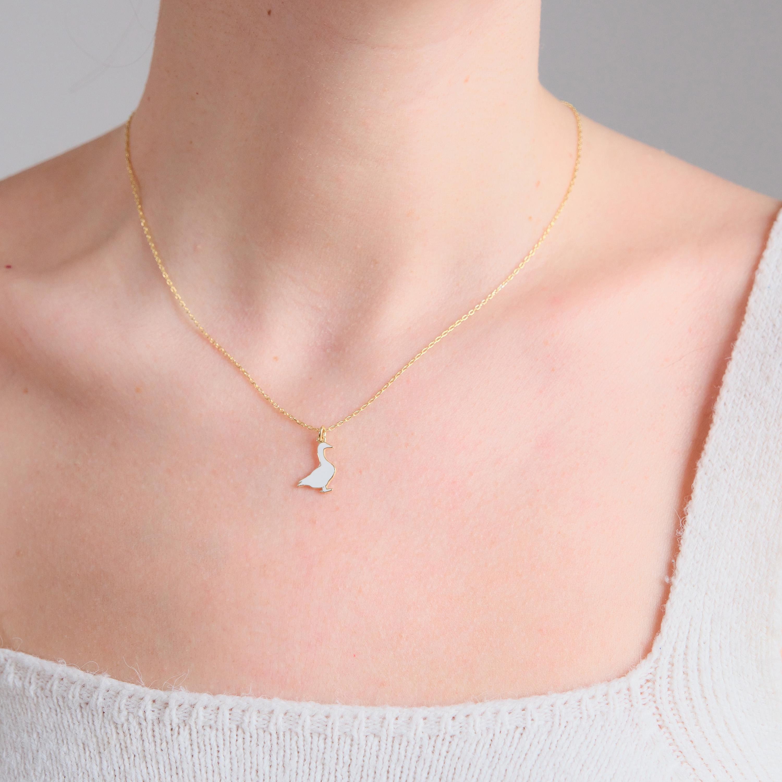 Collane con ciondolo a forma di anatra con zirconi color oro