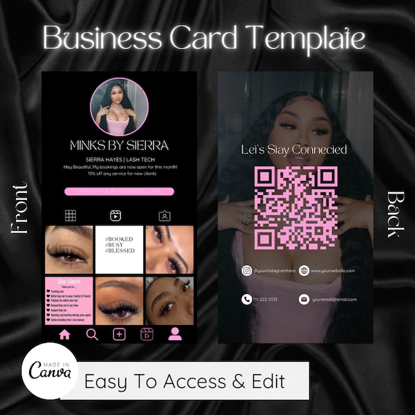 2023 Instagram Business Card, IG Business Card, DIY Canva Business Card Template Design, Qr code Business Card, Instagram Business Card