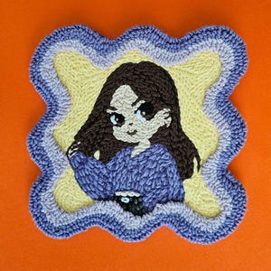 Punch Needle Wall Hanging – Handmade Custom Character Art – Colorful Textured Fiber Decor – Unique Gift Idea
