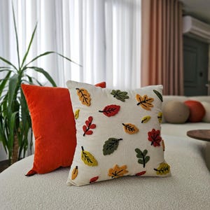 Punch Needle Cushion Cover & Table Runner Set: Autumn Linen Embroidery