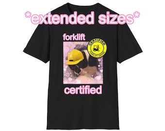 EXTENDED SIZING+COLORS Forklift Certified Cute Cat Unisex Style T-Shirt