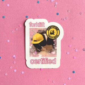Forklift Certified Sticker | Kittykittyivy Cat Humor Sarcasm Unique Gift Waterproof Glossy Easy Peel