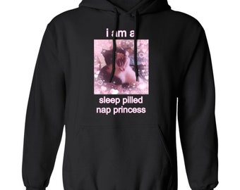 I Am A Sleep Pilled Nap Princess Cute Cat Unisex Pullover Hoodie