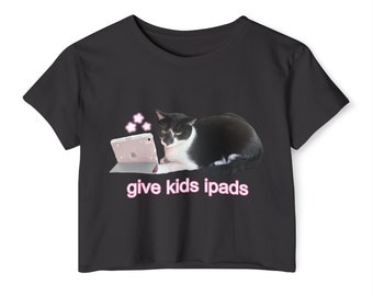 Give Kids iPads Kittykittyivy Cute Cat Crop Top