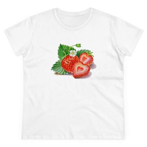 coquette aesthetic strawberry fitted t-shirt