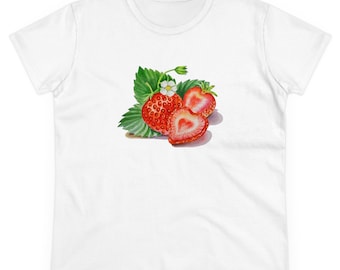 coquette aesthetic strawberry fitted t-shirt
