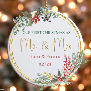 Personalized Ornament Ceramic First Christmas Custom Married Ornament Custom Gift First Christmas Married Couple First Home Keepsake