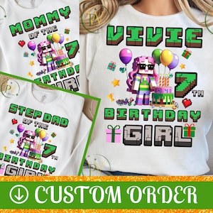 CUSTOM ORDER, MInercraft Birthday Bundle, Gamer Style Family Birthday Shirts, Creeper Birthday Png, MInercraft Birthday Designs