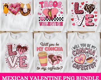 Mexican Valentine Png Bundle, Latina Valentine Png, Pan Dulce Png, Spanish Sayings Png, Tacos Png, Nachos Png, mexican concha png