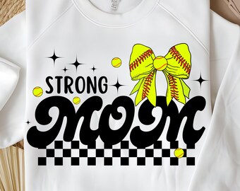 Retro Softball Mama PNG SVG, Strong mom Svg, Game Day Softball Bow Png, Checker Softball Png, Softball Mom Png , Softball Mama Png