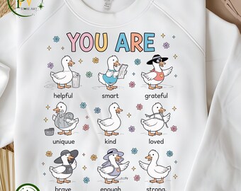 Inspirational Goose PNG, You Are Smart Grateful Helpful Kind Design, Positive Affirmations Goose Art, Motivational Funny Goose PNG