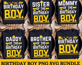 Bundle Family Of The Birthday Boy Matching Family Construction Svg, Excavator Birthday Boys Svg,mom birthday boy , Family Construction Svg