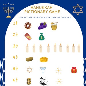 Jeux de société pour Hanoucca | Pictionnaire de Hanoucca | 'Hanoucca | Jeux pour adultes et enfants | Juif | Fêtes