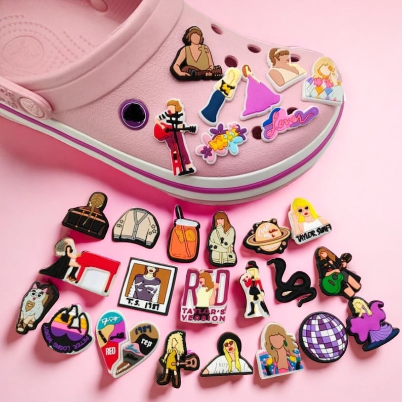 29PCS Pop Singer Taylor Swift Inspired Croc Shoe Charms, Music Theme