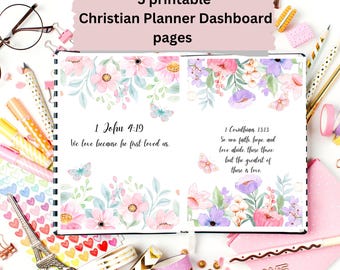 Floral Christian Planner Dashboards: Bible Verse Journal Dividers (Printable PDF)