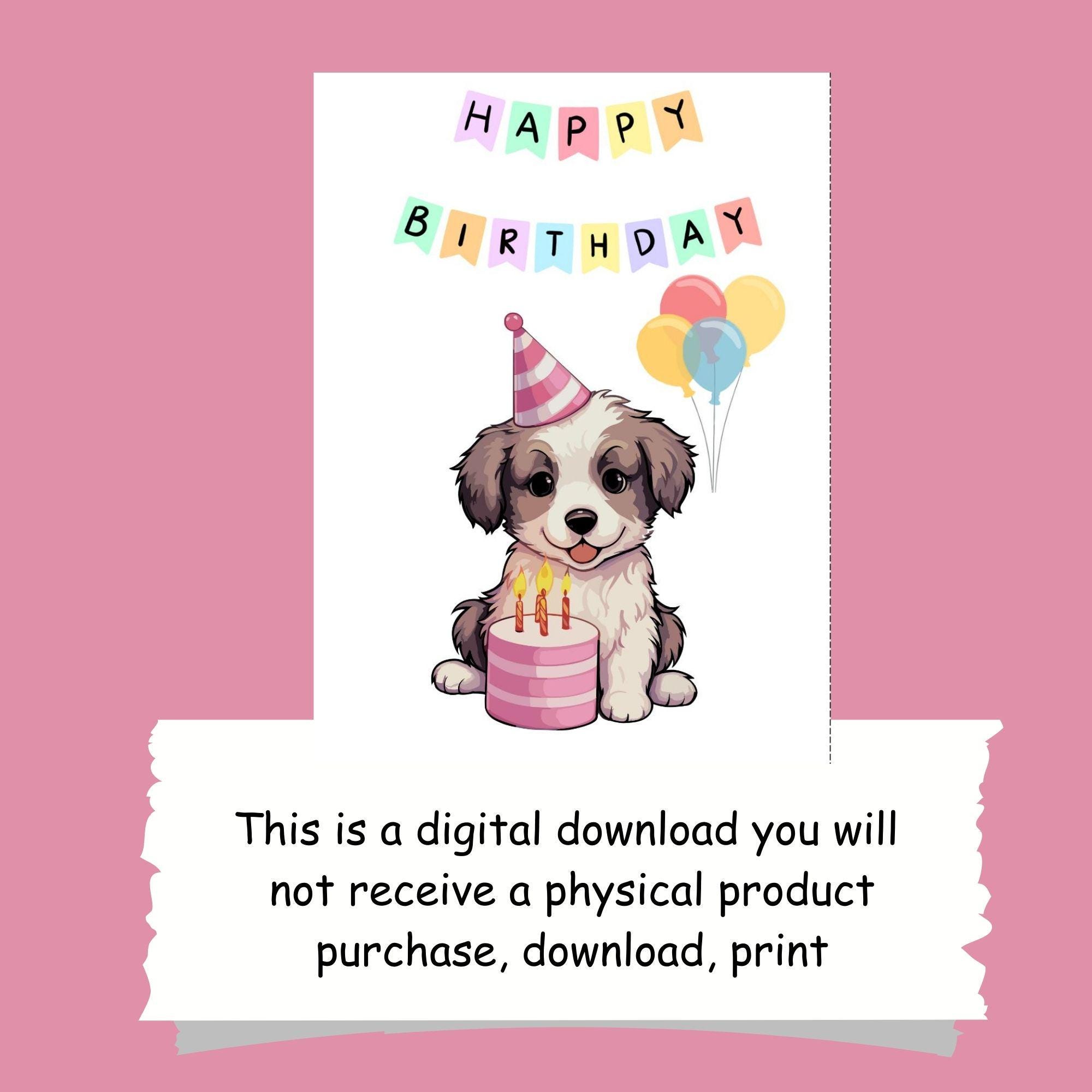 Puppy Birthday Card: Colorful Dog Printable (5x7in, Digital Download ...