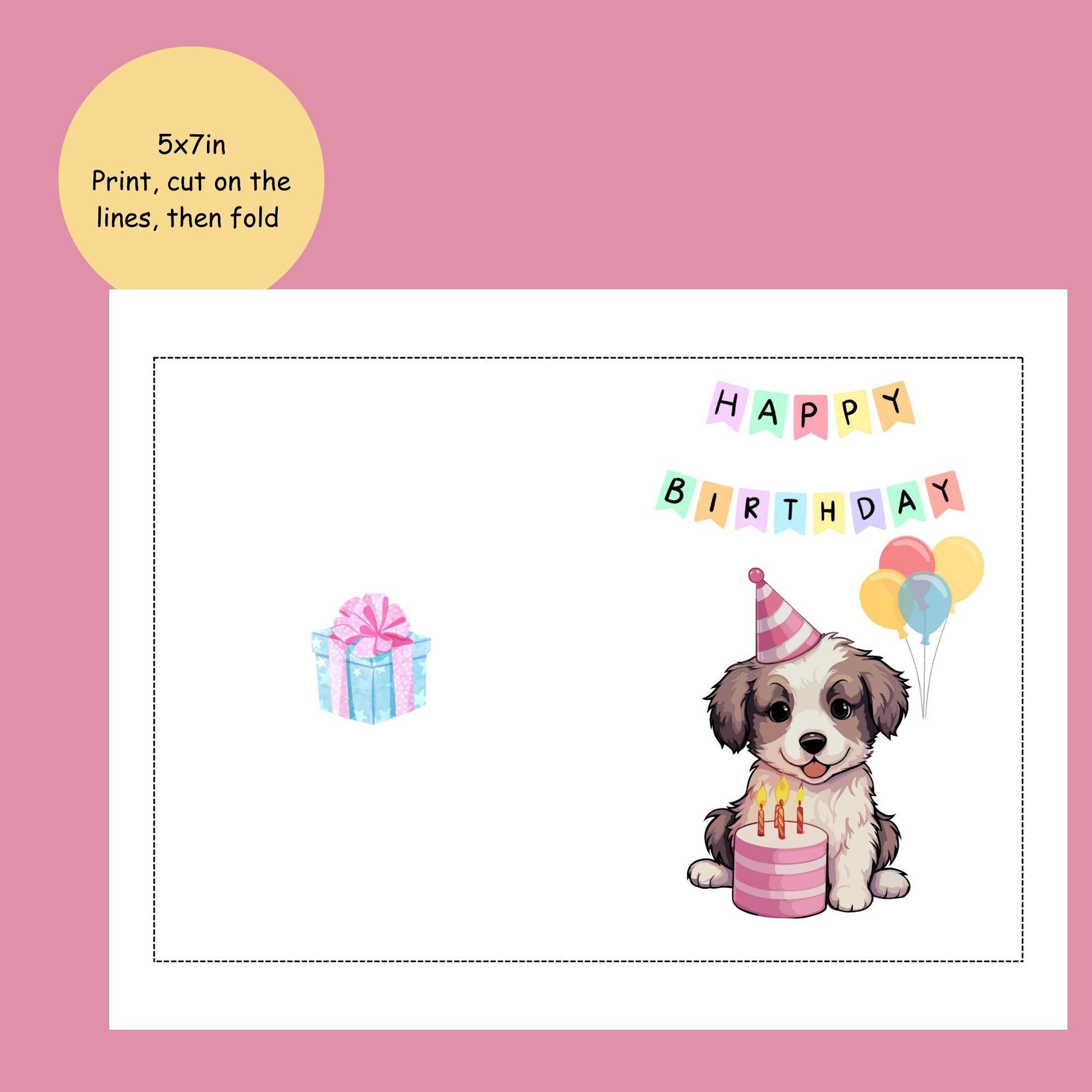 Puppy Birthday Card: Colorful Dog Printable (5x7in, Digital Download ...