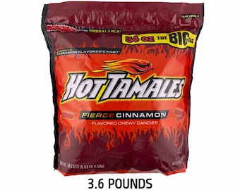 Hot Tamales Fierce Cinnamon candy 3.6 LB Bulk Bag -Chewy Spicy and Intense Cinnamon. Great for Movie Theater, Parties, Offices, Schools