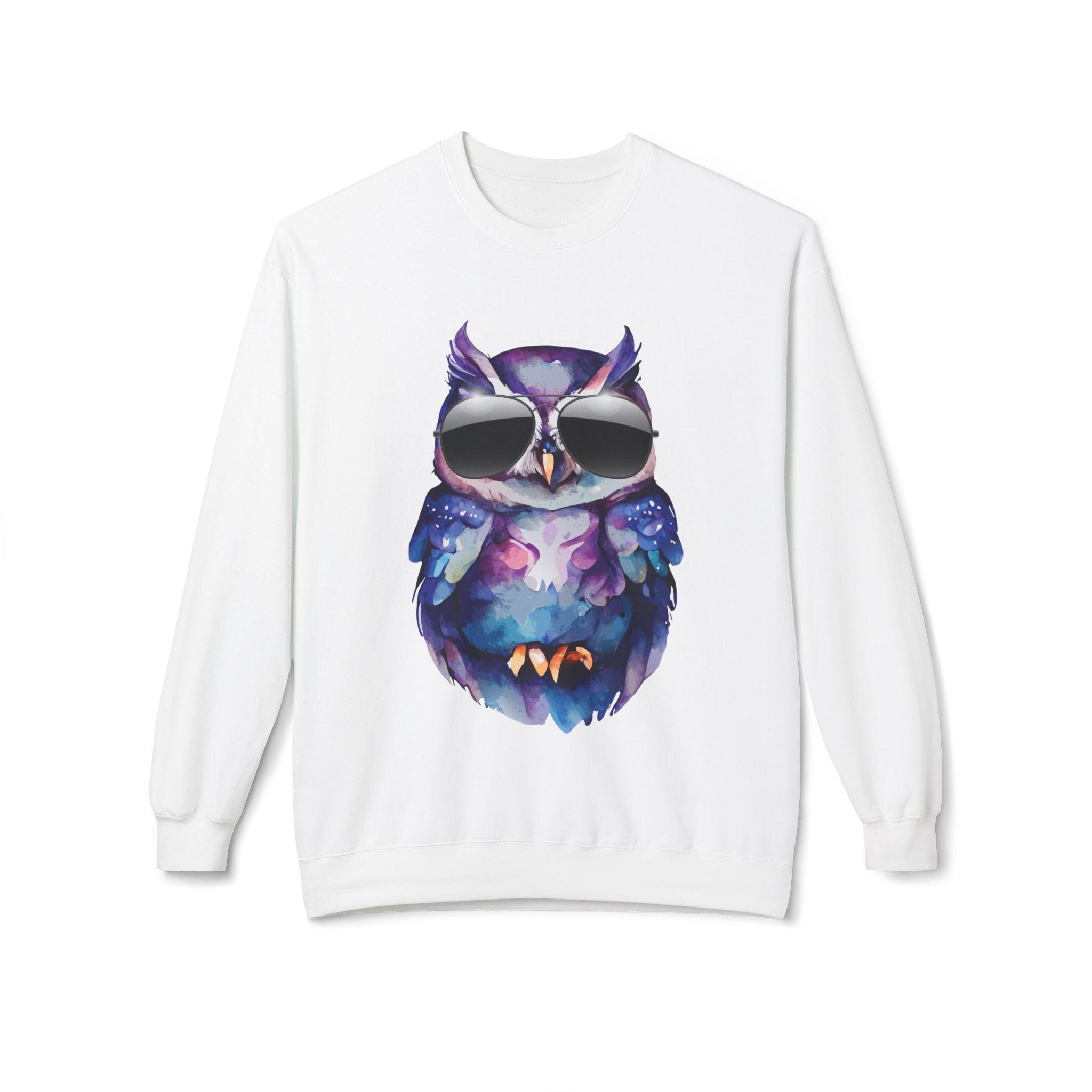 Owl and Aviators Unisex Fleece Crewneck Sweatshirt