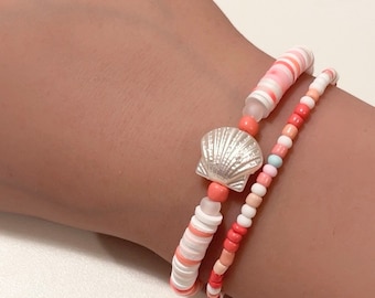 Seashells on the Seashore Clay Bead Bracelet - Set