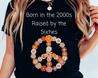 T-shirt des années 60 style rétro des années 60, t-shirt bohème hippie, t-shirt en coton d'inspiration vintage, unisexe
