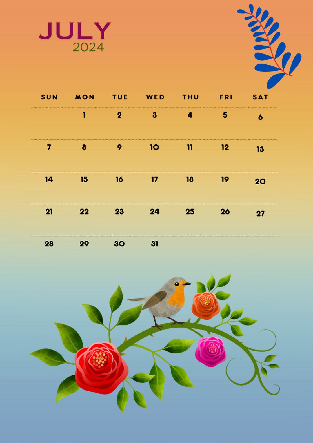 Printable 2025 Calendar Etsy