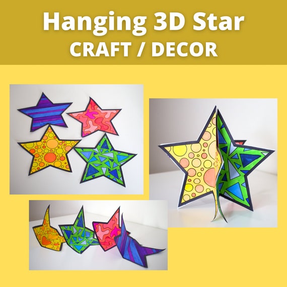 Star Coloring Page Craft 3D Hanging for Winter Christmas or Advent | Coloring Pages