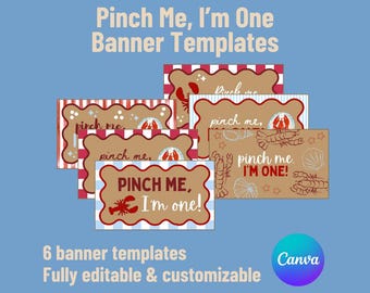 Lobster First Birthday Banner Template, Nautical Decor (Canva)
