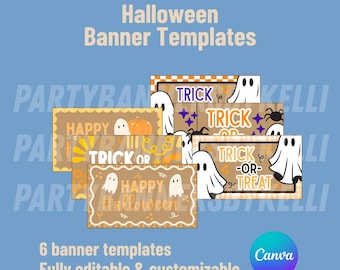 Halloween Banner Templates, Painted DIY Sign (Canva Digital Download)