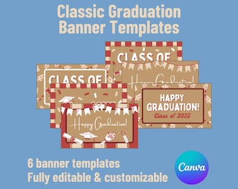 Graduation Banner Templates, DIY Party Decor (Canva Template)