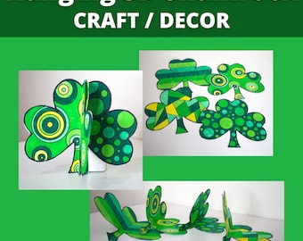 Printable 3D Shamrock Craft | St. Patrick's Day Coloring Page (Digital Download)