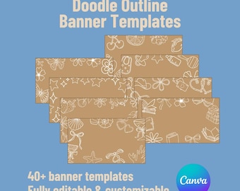 Sjablonen voor doodles voor spandoeken, geschilderde zelfbordranden (canva)