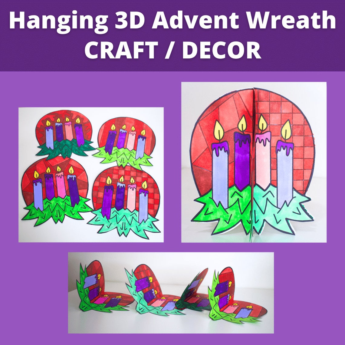 Printable Advent Wreath Coloring Page Craft for Catholic Christian Kids ...