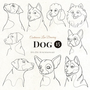 Dog Line Art, Dog Svg Bundle, Dog Clipart Bundle, Hand Drawn Dog, Dog Line Drawing, Dog Head svg, Dog Outline SVG, Dog Silhouette file