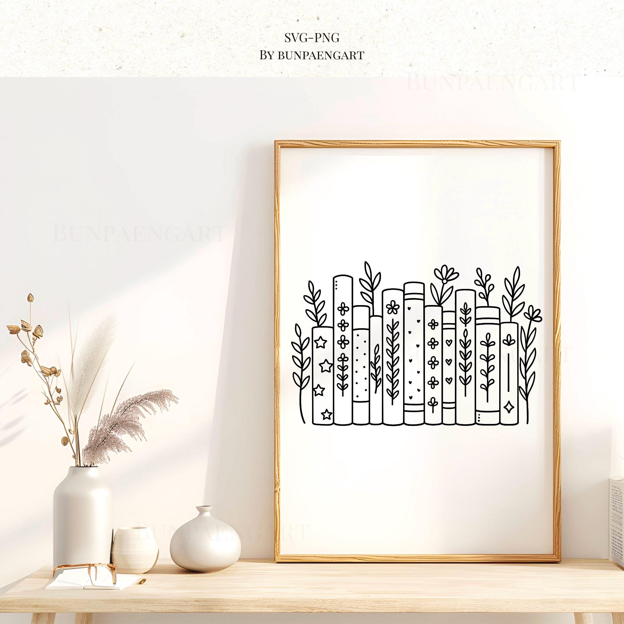 Floral Book Stack SVG Bundle, Floral Book SVG, Flower Book Clipart ...