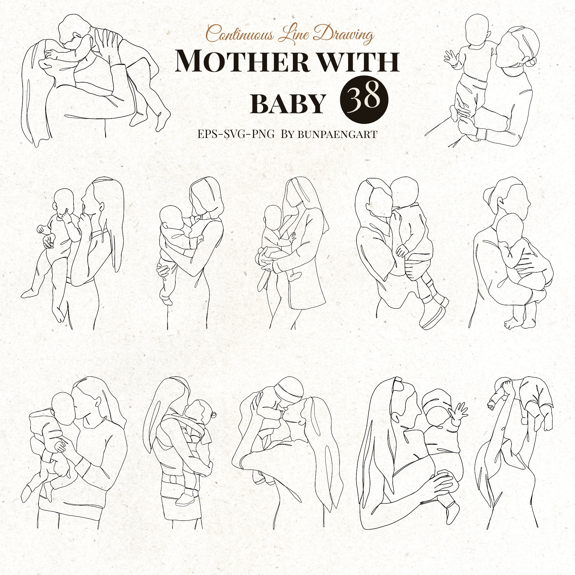 Mother Line Art, Mother and Baby Line Art, Mom and baby Svg,  Mother SVG, Abstract Mother clipart, Abstract Mother SVG, Mother with baby Svg