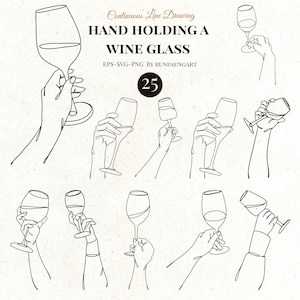 Wine SVG,  Wine Glass Clipart, Hand cheering glasses, Wine Print Fine Line, Wine Glass Clipart, Wine Fine Line Art , Clinking glasses SVG
