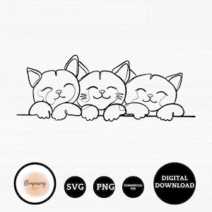 Cat Line Art, Cat Svg, Cat Clipart, Hand Drawn Cat, Cat Line Drawing, Kitten svg, Cat Lover Svg, Cat Head svg, Cat Outline, Cat Cricut file