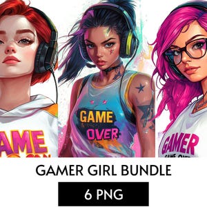 Gamer Girl PNG-clipartbundel: vrouwen in technische ontwerpen (digitale download)