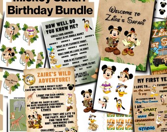 Mickey Safari Birthday Bundle, Party Bundle, 1st Birthday Party, Wild One Safari Theme