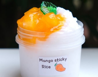 Mango-Klebreis-Schleim mit Blattanhänger, Klebreis und Jellycube – Uk SlimeShop