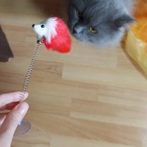 Interactive Cute Pet toy Cartoon Pet Cat Toy Stick Feather Rod Mouse Toy Present Gift Mini Bell Cat Catcher Teaser Interactive Cat Toy