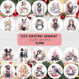 Pacote de enfeites de Natal em aquarela PNG: designs aconchegantes para o feriado (download digital)