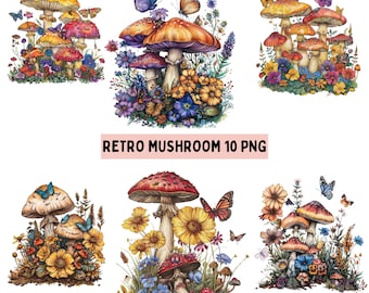 Clipart de setas vintage: paquete PNG floral retro (10 PNG)
