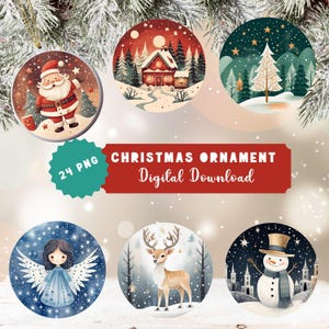 Cozy Christmas Round Ornament Bundle PNG, Christmas Ornaments, Round Ornament For Christmas Tree, Digital Download Christmas 2024