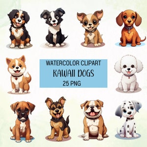 Dogs Clipart Bundle, Cute Dogs Clipart, Cawaii Dogs Clipart, Cartoon Dog, Digital Paper Craft, Cute Puppy PNG, Commercial Use, Pet Lover