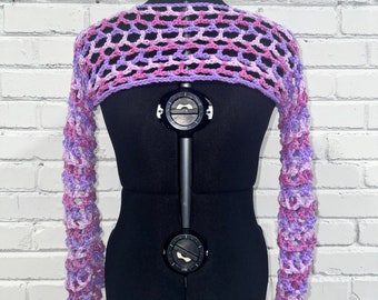 Purple Crochet Crop Mesh Sleeves