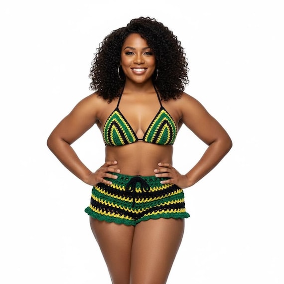 Jamaica Mesh Crochet Shorts With Bikini Matching Set - Etsy
