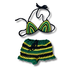 Jamaica gehaakte mesh-short met bijpassende bikiniset